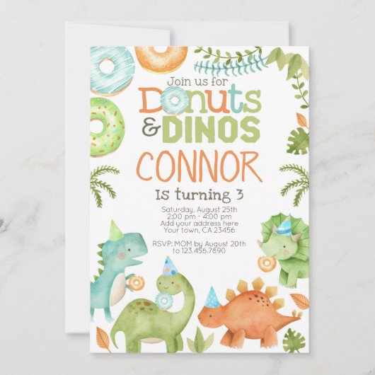 Invitation Donuts et dinos (Devant)