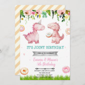 Invitation Donuts et Dinosaures (Devant / Derrière)