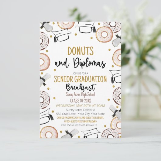 Invitation Donuts et Diplômes Célébration des diplômes (Debout devant)