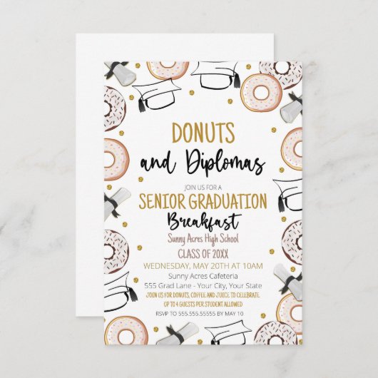 Invitation Donuts et Diplômes Célébration des diplômes (Devant / Derrière)