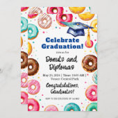 Invitation Donuts et Diplômes - Décor de la fête de graduatio (Devant / Derrière)