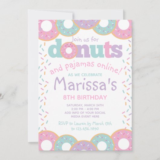 Invitation Donuts et Pajamas (Devant)