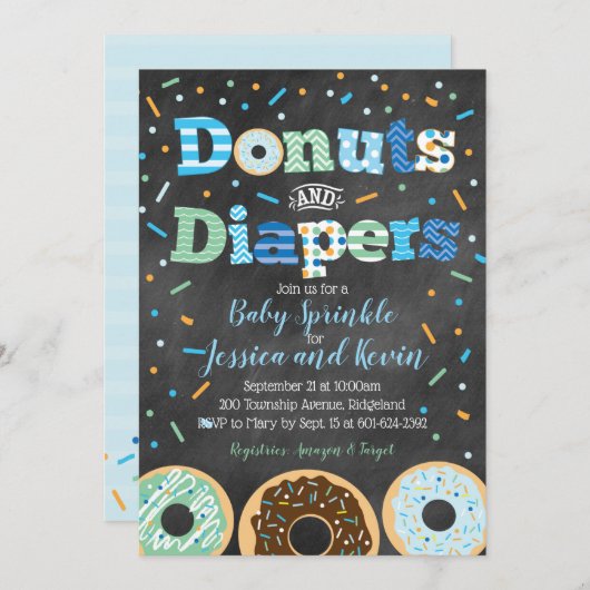 Invitation Donuts et plongeurs Baby Boy Sprinkboard (Devant / Derrière)