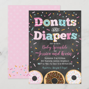 Invitation Donuts et plongeurs Baby Girl Sprinkings or Showsh