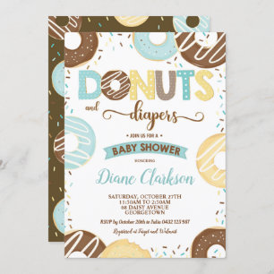 Invitation Donuts et plongeurs Baby shower Baby Boy Doughnut