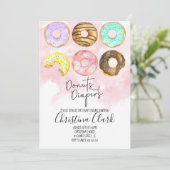 Invitation Donuts et plongeurs Baby shower de noix roses (Debout devant)