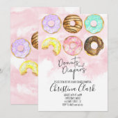Invitation Donuts et plongeurs Baby shower de noix roses (Devant / Derrière)