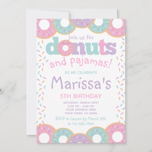 Invitation Donuts et pyjamas (Devant)
