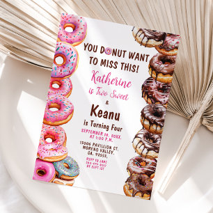 Invitation Donuts Frère et Soeur Fête d'anniversaire conjoint