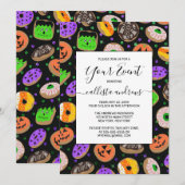 Invitation Donuts paillets confettis mignons cool Halloween (Devant / Derrière)