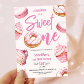 Invitation Donuts Rose Girl Sweet Un 1er anniversaire fête