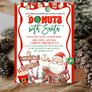 Invitation Donuts verts et rouges avec le Père Noël