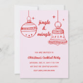 Invitation Doodé à la main rose rouge fête de Noël (Devant)