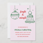Invitation Doodé à la main rouge vert Noël fête (Devant)