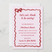 Invitation Doodé main dessiné rose Bow Noël (Devant)