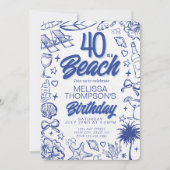 Invitation Doodle 40 Tendu À La Main Est Un Anniversaire De P (Devant)