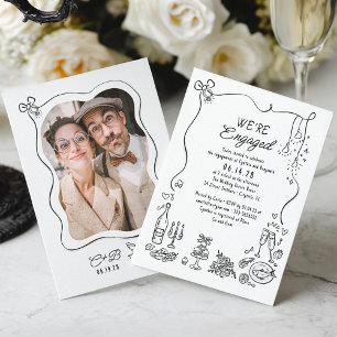 Invitation Doodle à main levée photo de la partie d'engagemen