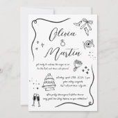 Invitation Doodle amusant à main Mariage noir et blanc (Devant)