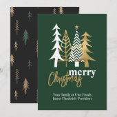 Invitation Doodle Art Trees Green Company Christmas (Devant / Derrière)