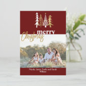 Invitation Doodle Art Trees Noël Photo Grey (Debout devant)