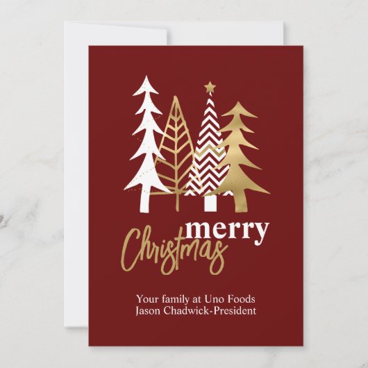 Invitation Doodle Art Trees Red Company Christmas (Devant)