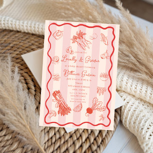 Invitation doodle Baby shower du marché agricole local