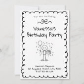 Invitation Doodle Birthday Invitation- Stick Figure Invite (Devant)