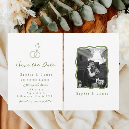 Invitation Doodle Boho photo Mariage élégant simple
