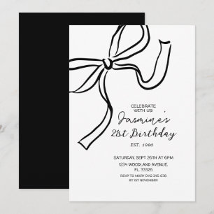 Invitation Doodle Bow noir dessiné à la main