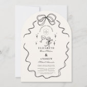 Invitation Doodle Champagne Whimsical Bow Mariage (Devant)