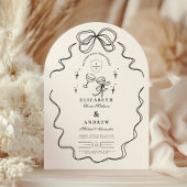 Invitation Doodle Champagne Whimsical Bow Mariage