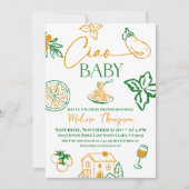 Invitation Doodle Ciao Baby Pasta & Pizza Italian Baby Shower (Devant)