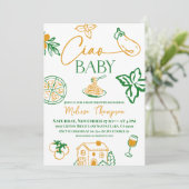 Invitation Doodle Ciao Baby Pasta & Pizza Italian Baby Shower (Debout devant)