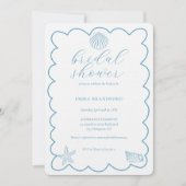 Invitation Doodle Côtière Bleu Blanc Shower de Mariage (Devant)