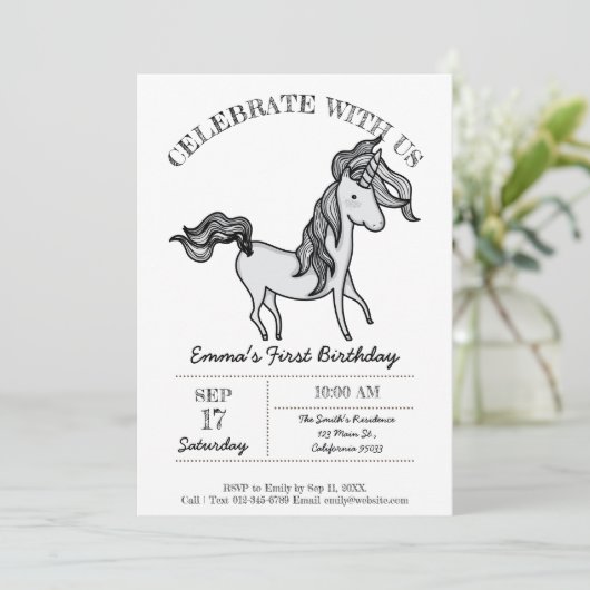 Invitation Doodle d'Anniversaire (Debout devant)