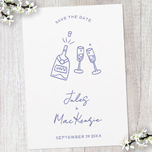 Invitation Doodle de célébration moderne pour mariage Save th