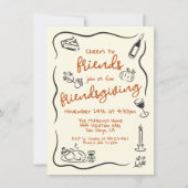 Invitation Doodle de Thanksgiving Friendsgiving (Devant)