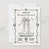Invitation Doodle dessiné à la main Skeleton marié & Mariage  (Devant)