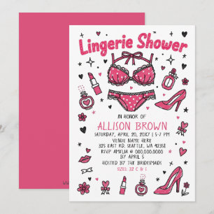 Invitation Doodle dessinée à la main lingerie douche enterrem