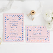 Invitation Doodle d'onde funky illustré Mariage écrit à la ma