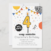 Invitation Doodle Doodle Quatrième Anniversaire (Devant)