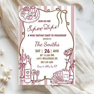 Invitation Doodle écriture manuscrite Sips And Dips dégustati