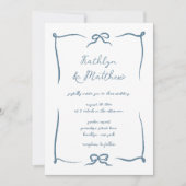 Invitation Doodle en ruban à main Dusty Blue Mariage moderne (Devant)