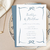 Invitation Doodle en ruban à main Dusty Blue Mariage moderne