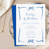 Invitation Doodle en ruban à main tiré Mariage bleu français