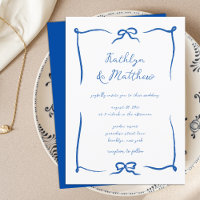 Doodle en ruban à main tiré Mariage bleu français