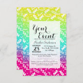 Invitation Doodle esquissé par le Neon Rainbow des années 80 (Devant / Derrière)