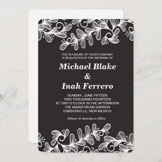 Invitation doodle feuille (Devant / Derrière)