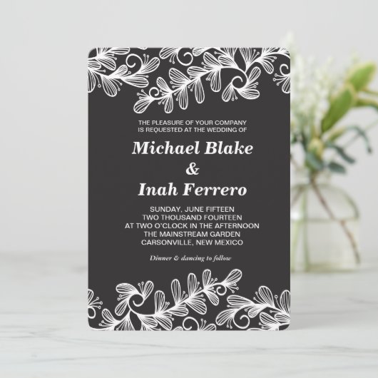 Invitation doodle feuille (Debout devant)