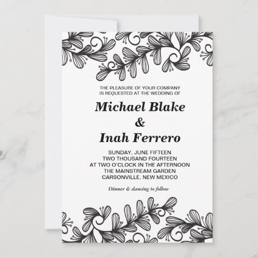 Invitation doodle feuille (Devant)